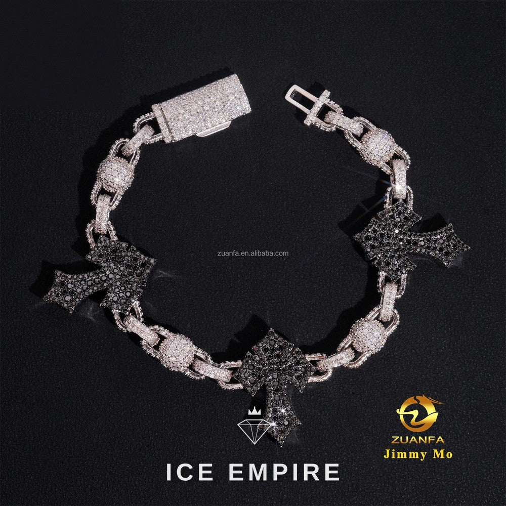 Iced Out Cross 925 Silver Moissanite Cuban Chain