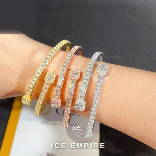 Iced Out Baguette 925 Silver Moissanite Bracelet
