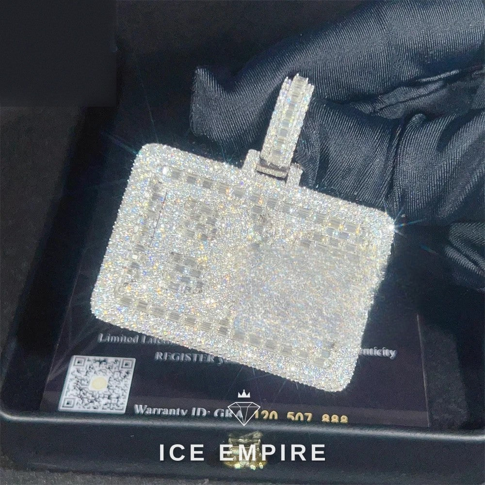 Iced Out Baguette 925 Silver Pendant