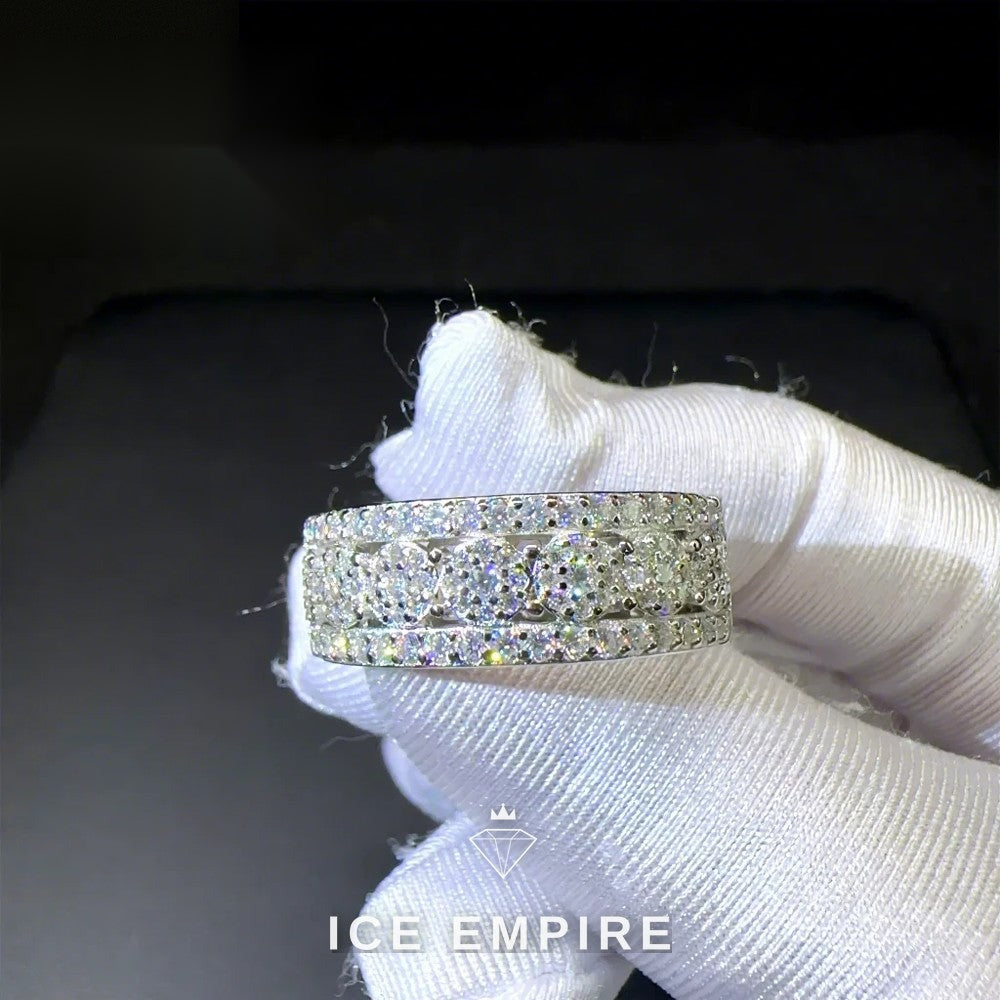 Iced Out 925 Silver Moissanite Ring
