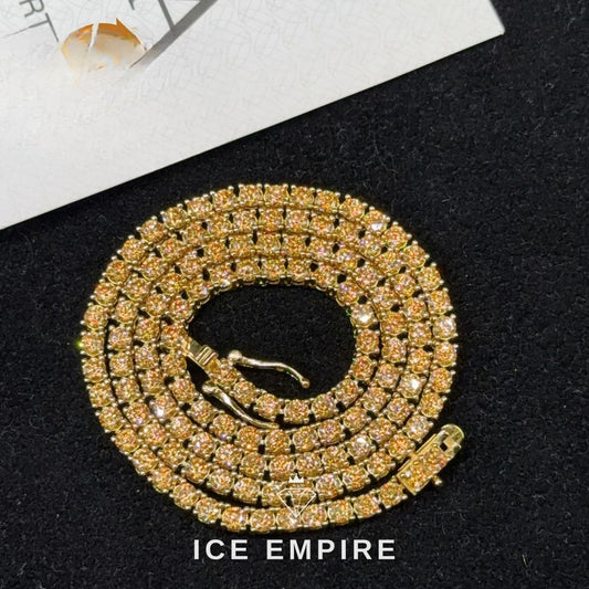 Iced Out Gold Plated Moissanite Tennis Chain