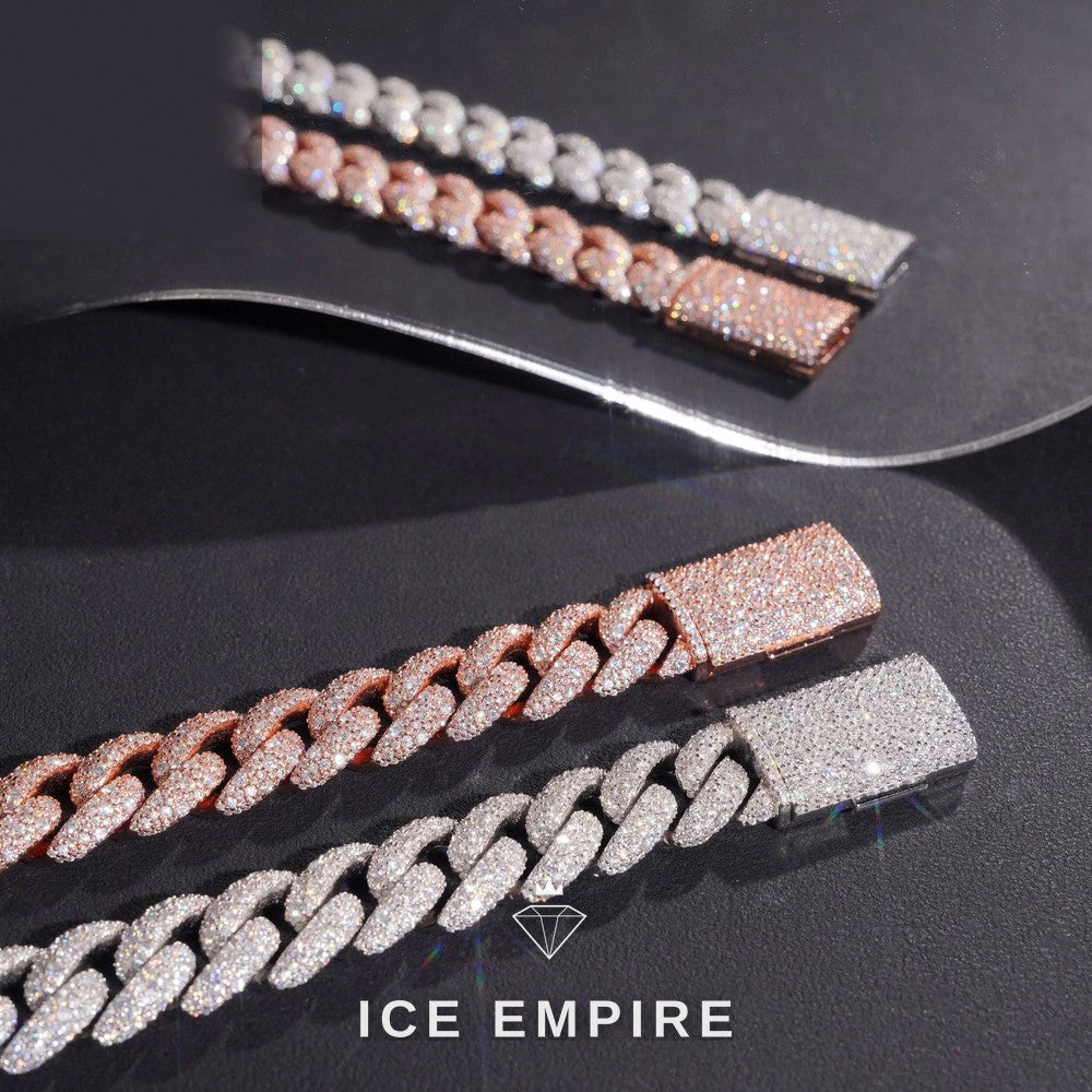 Iced Out 925 Silver Moissanite Cuban Chain