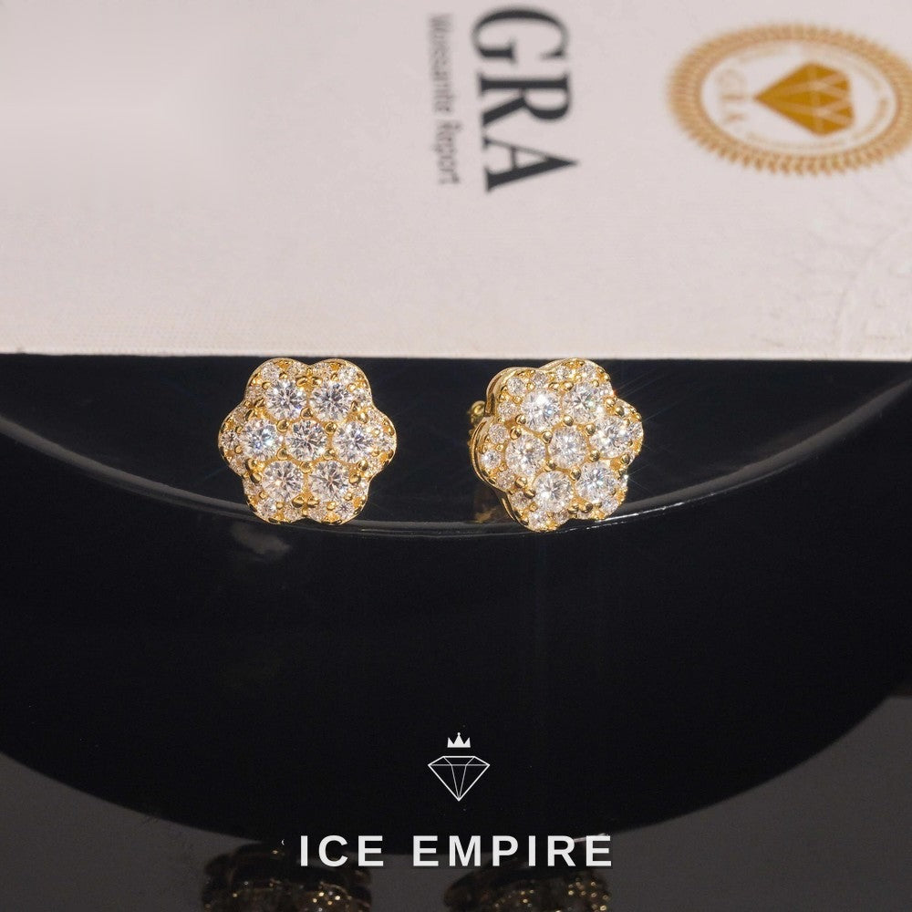 Iced Out Cluster 925 Silver Moissanite Earrings
