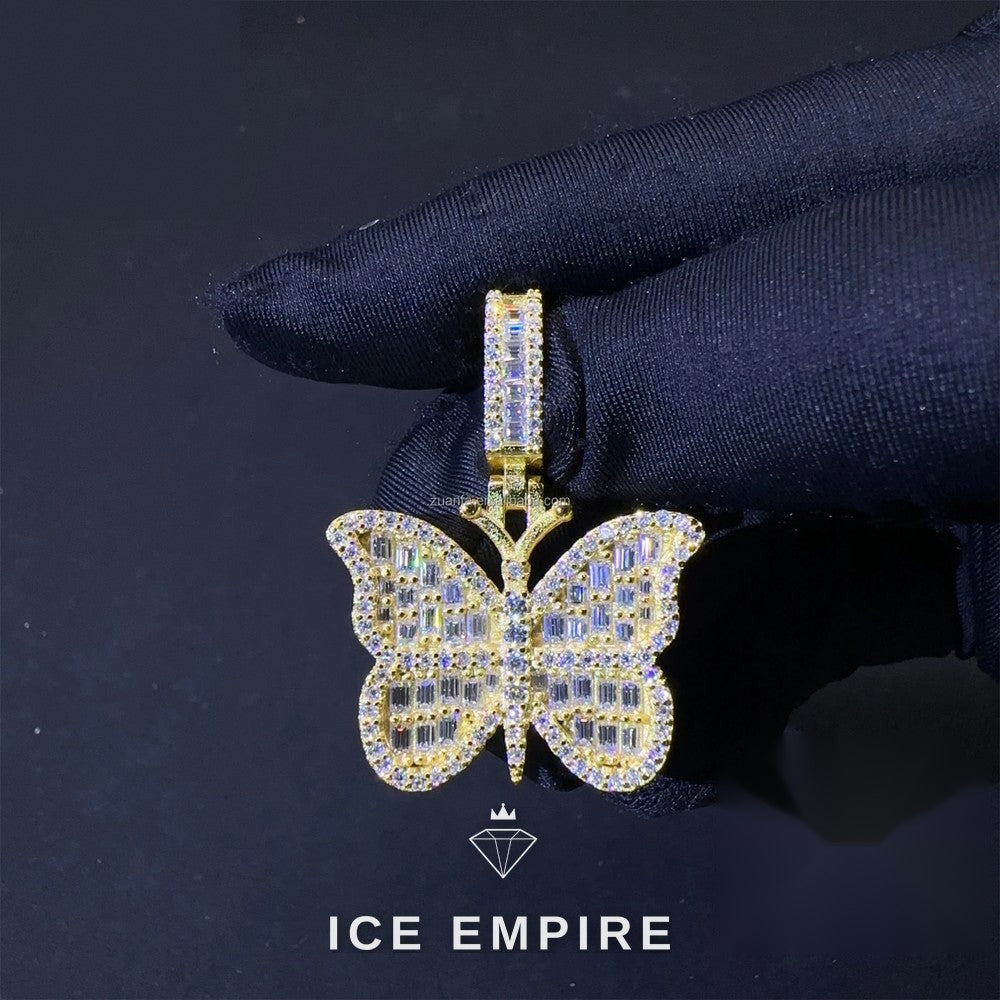 Iced Out Cross Rose Gold Plated Moissanite Pendant