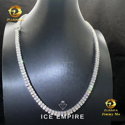 Iced Out Cluster 925 Silver Moissanite Cuban Chain