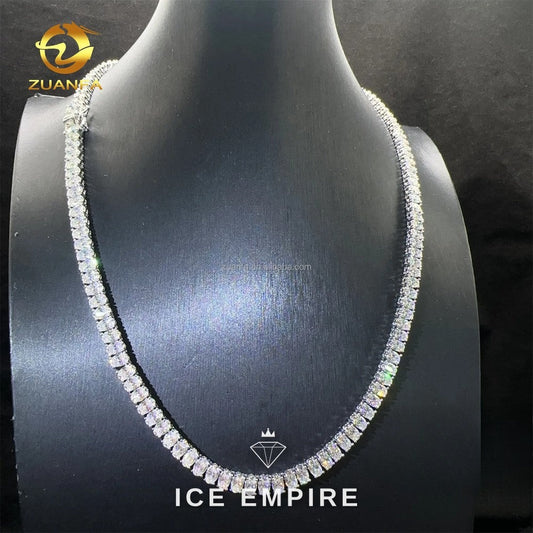 Iced Out Cluster 925 Silver Moissanite Cuban Chain