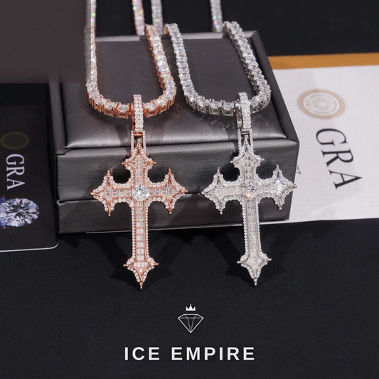 Iced Out Rose Gold Plated Moissanite Pendant