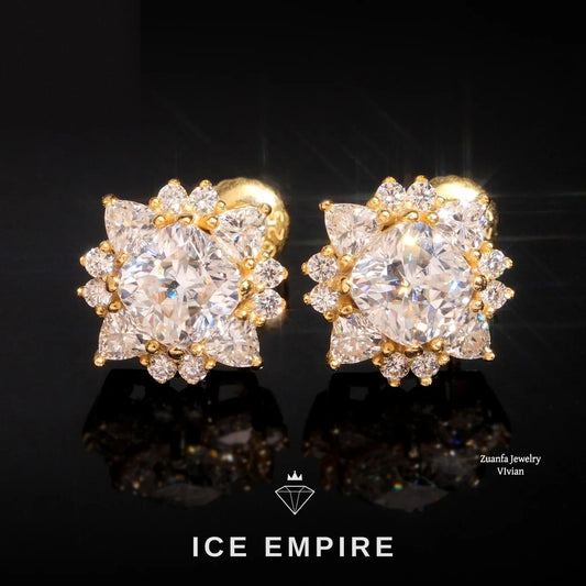 Iced Out 925 Silver Moissanite Earrings