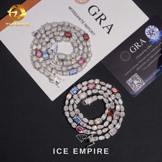 Iced Out Baguette Rose Gold Plated Moissanite Cuban Chain