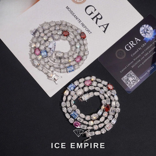 Iced Out Baguette Rose Gold Plated Moissanite Cuban Chain