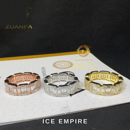 Iced Out Baguette Gold Plated Moissanite Ring
