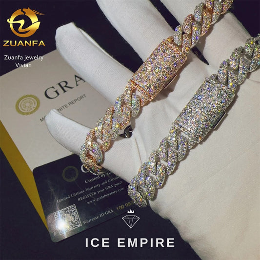 Iced Out Rose Gold Plated Moissanite Cuban Chain