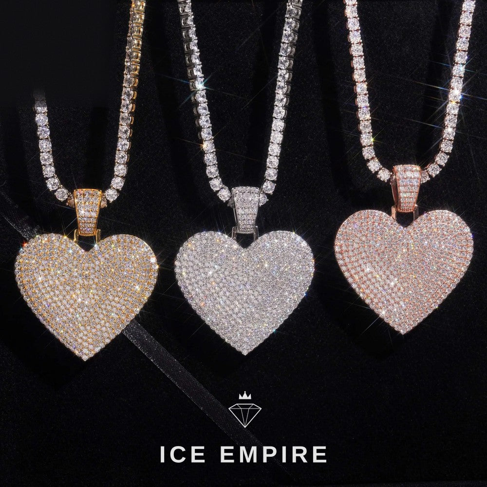 Iced Out Heart Gold Plated Moissanite Pendant