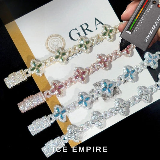 Iced Out 925 Silver Moissanite Cuban Chain