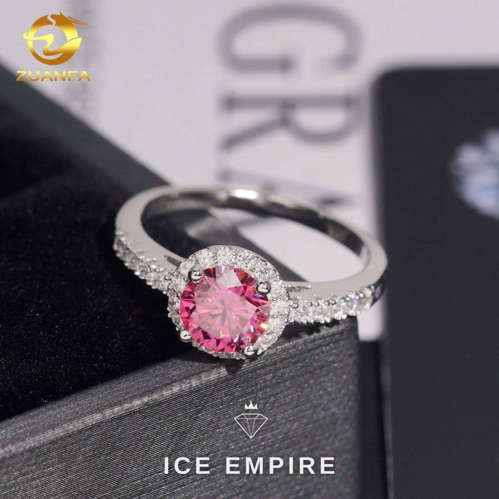 Iced Out 925 Silver Moissanite Engagement Ring
