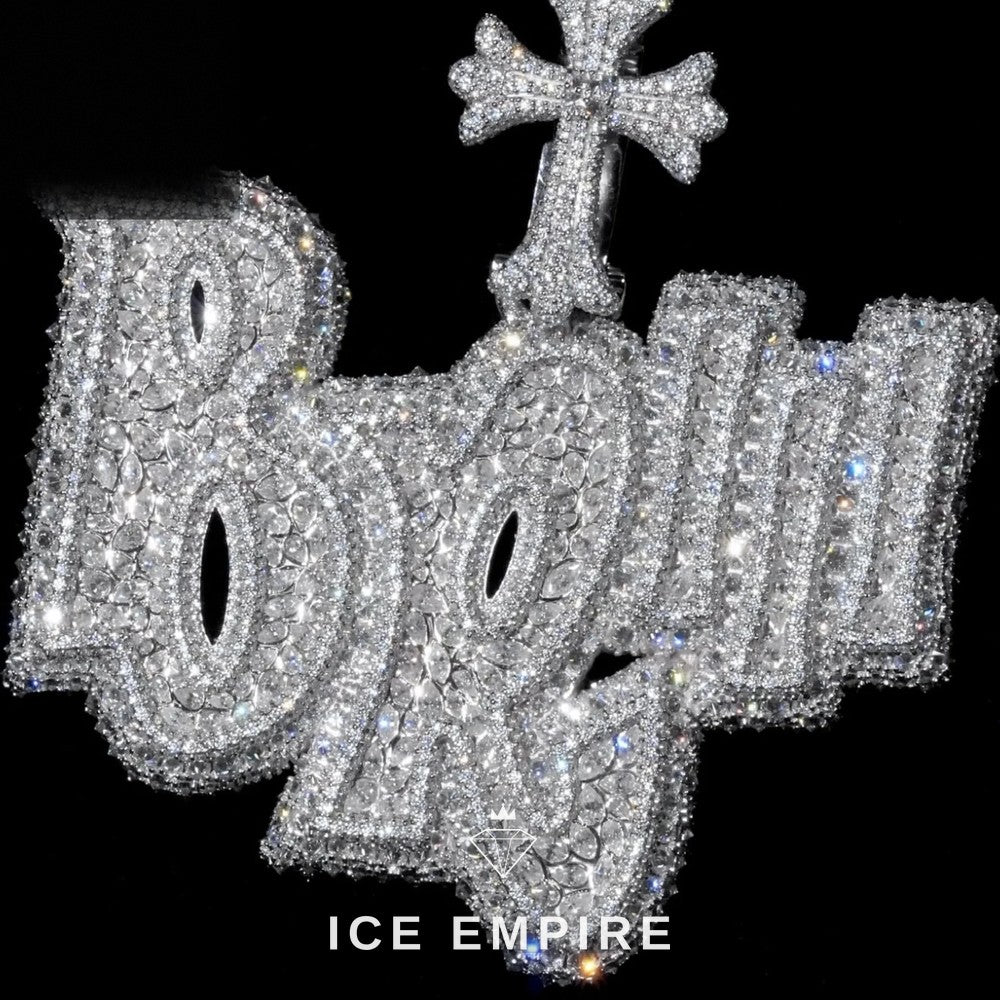 Iced Out Cross 925 Silver Moissanite Pendant