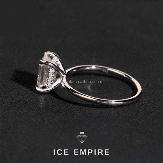 Iced Out 925 Silver Moissanite Engagement Ring
