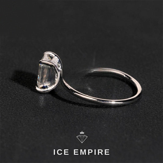 Iced Out 925 Silver Moissanite Engagement Ring