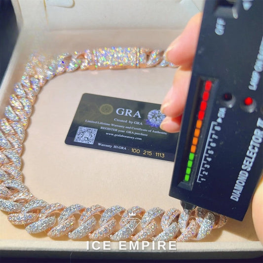 Iced Out Rose Gold Plated Moissanite Cuban Chain