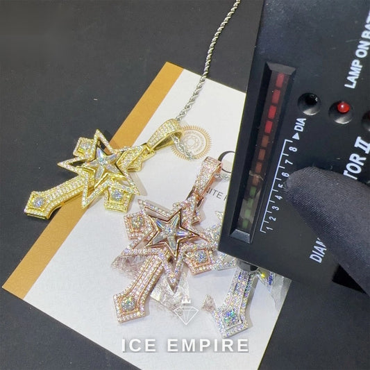 Iced Out Cross 925 Silver Pendant