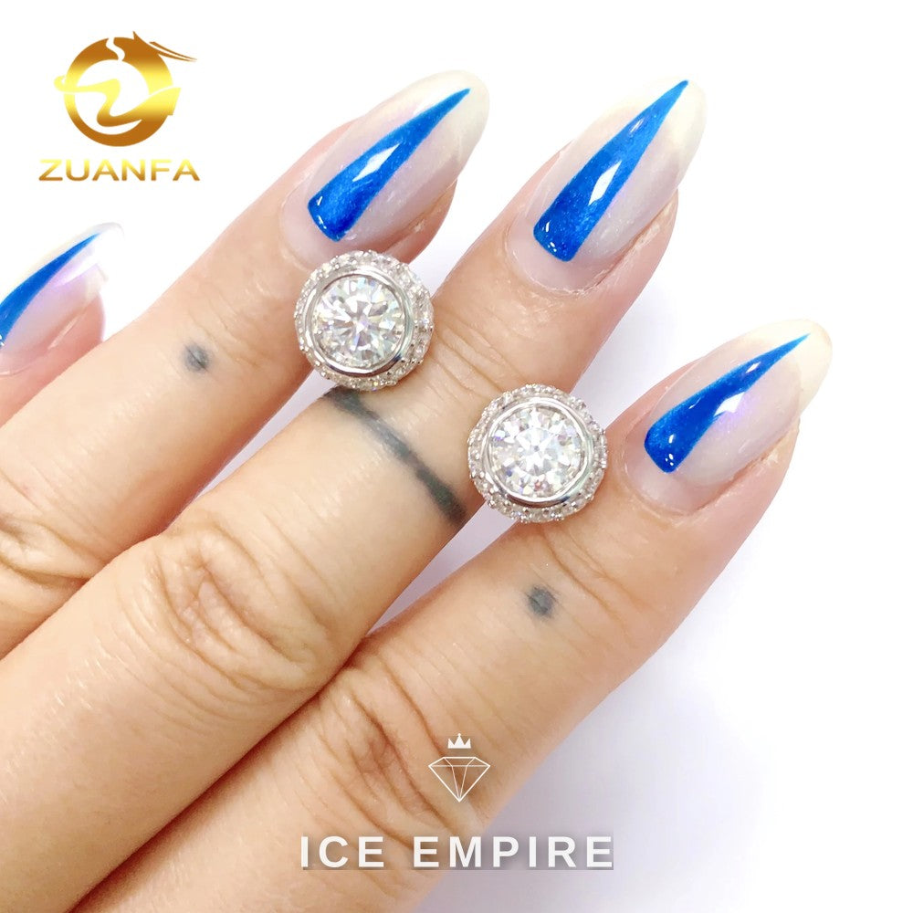 Iced Out 925 Silver Moissanite Stud Earrings