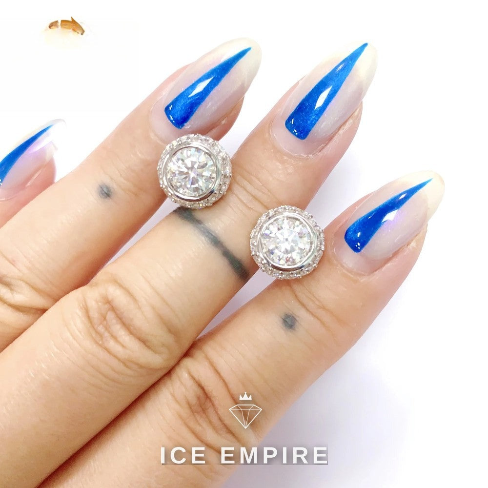 Iced Out 925 Silver Moissanite Stud Earrings
