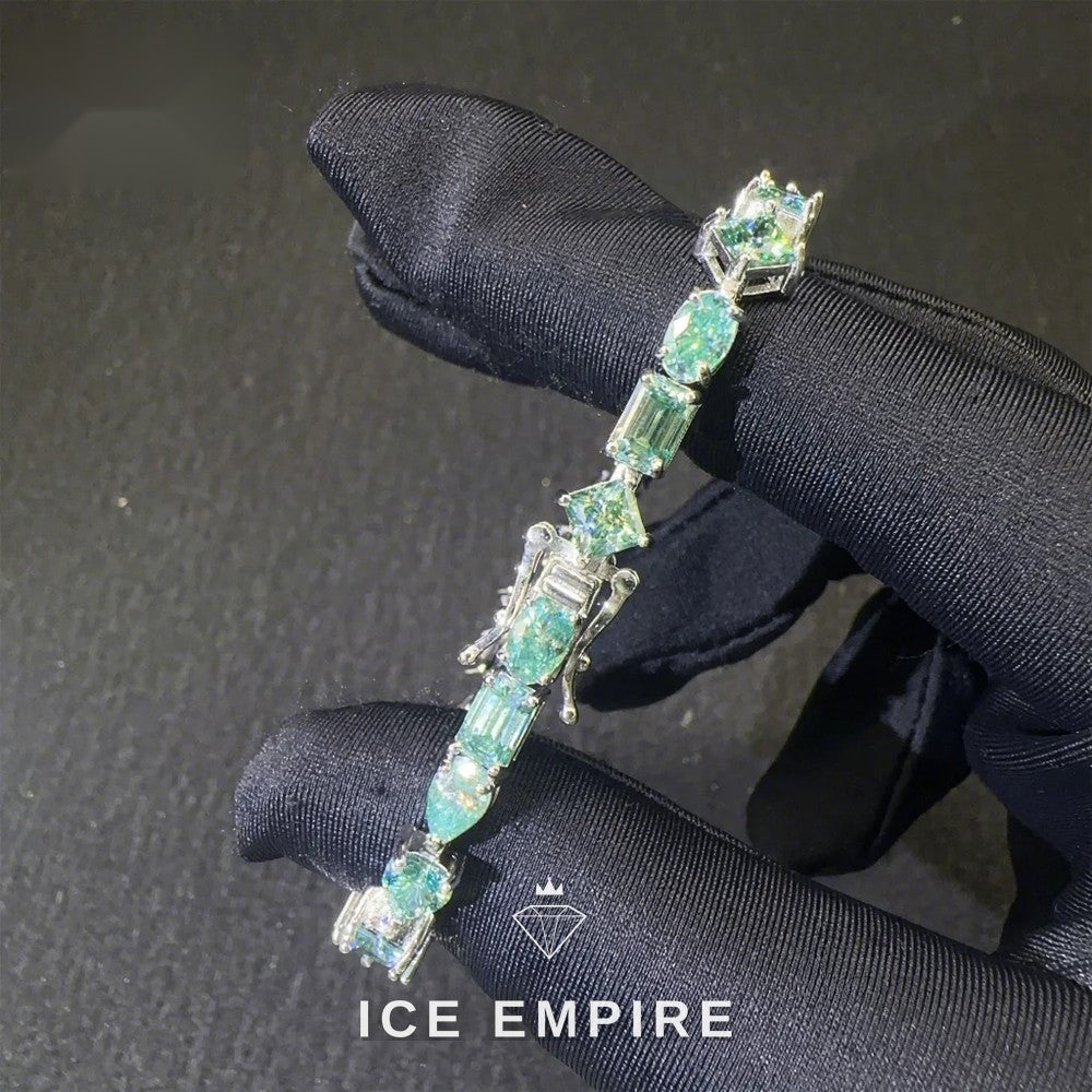 Iced Out Cluster 925 Silver Moissanite Tennis Chain