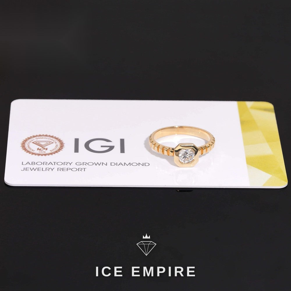 Iced Out 18K Gold Lab Grown Diamond Engagement Ring