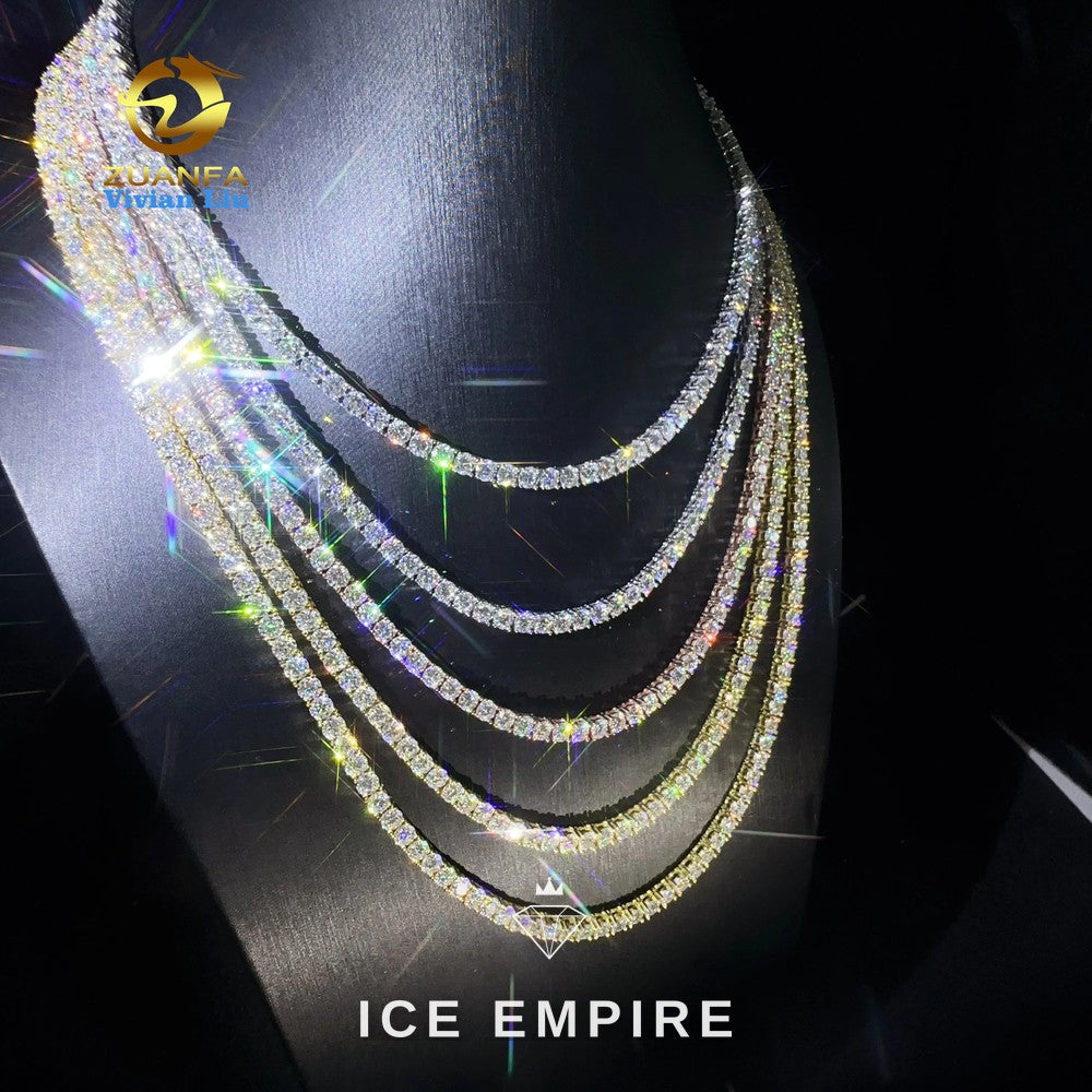 Iced Out Rose Gold Plated Moissanite Tennis Chain