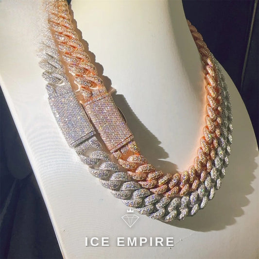 Iced Out Rose Gold Plated Moissanite Cuban Chain