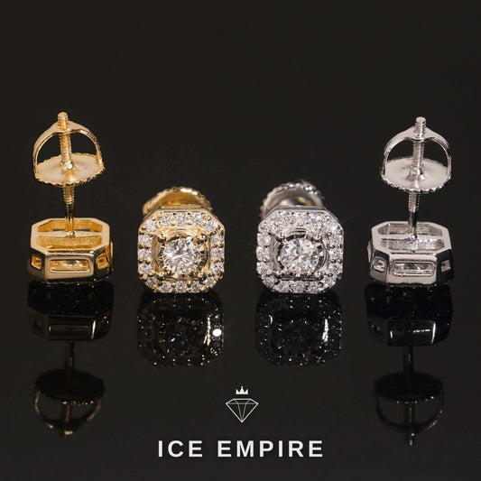 Iced Out Cluster Gold Plated Lab Grown Diamond Stud Earrings