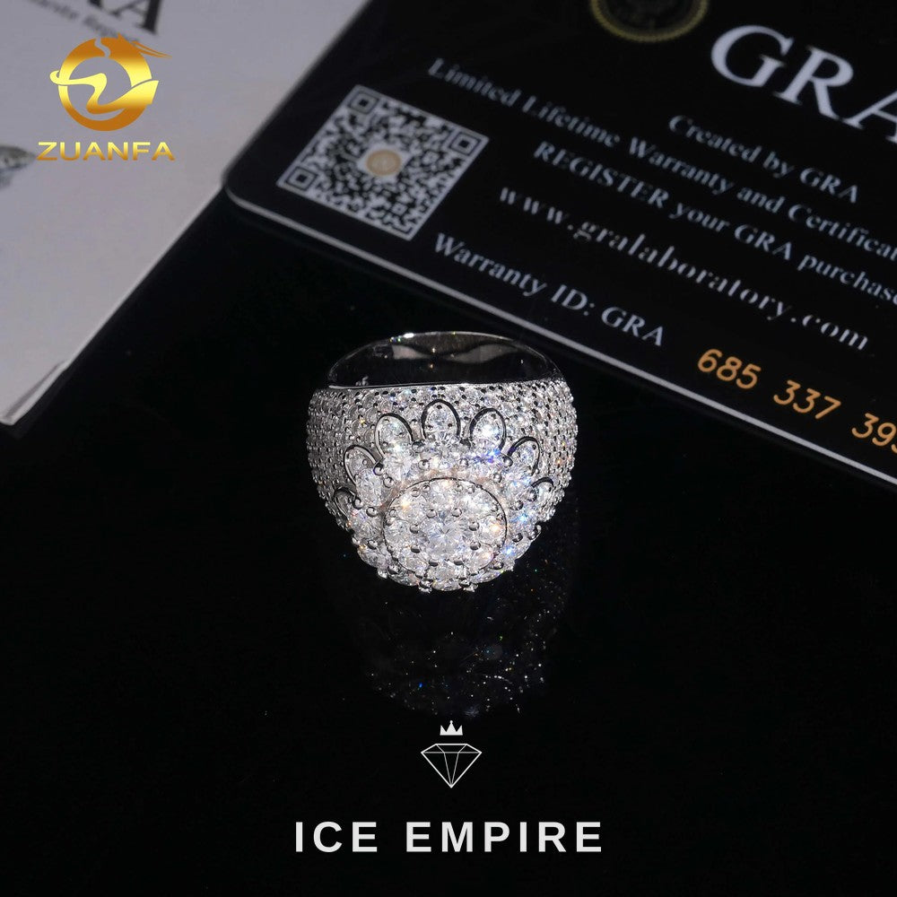 Iced Out 925 Silver Moissanite Ring