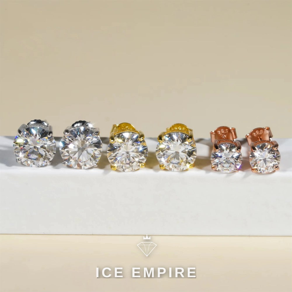 Iced Out 10K Gold Moissanite Stud Earrings