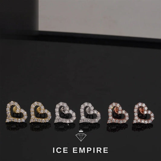 Iced Out Heart 925 Silver Moissanite Earrings