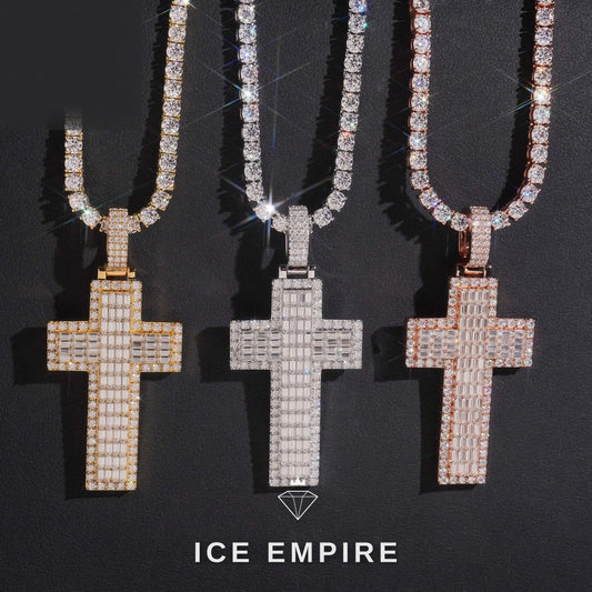 Iced Out Baguette Rose Gold Plated Moissanite Pendant