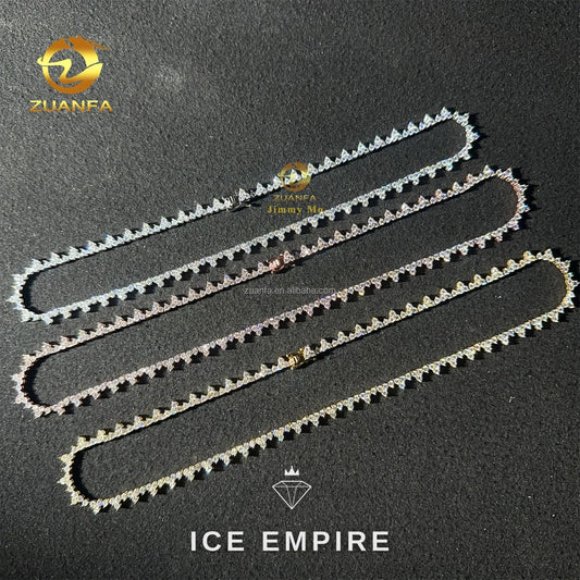 Iced Out Cluster Rose Gold Plated Moissanite Cuban Chain