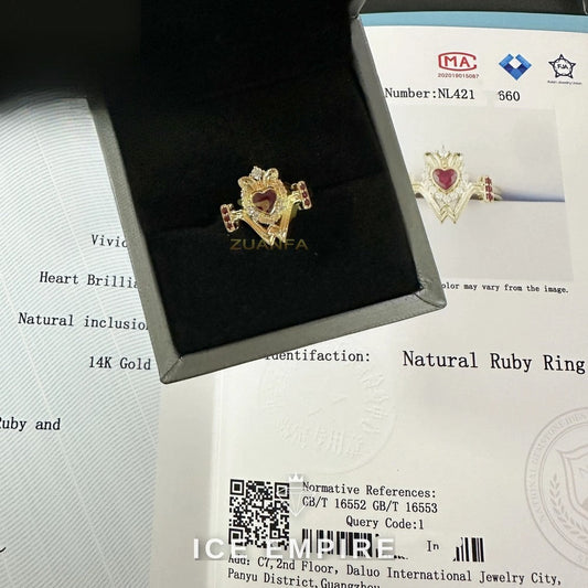 Iced Out Heart 14K Gold Wedding Band