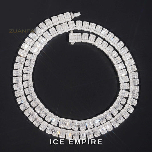 Iced Out Baguette Rose Gold Plated Moissanite Cuban Chain