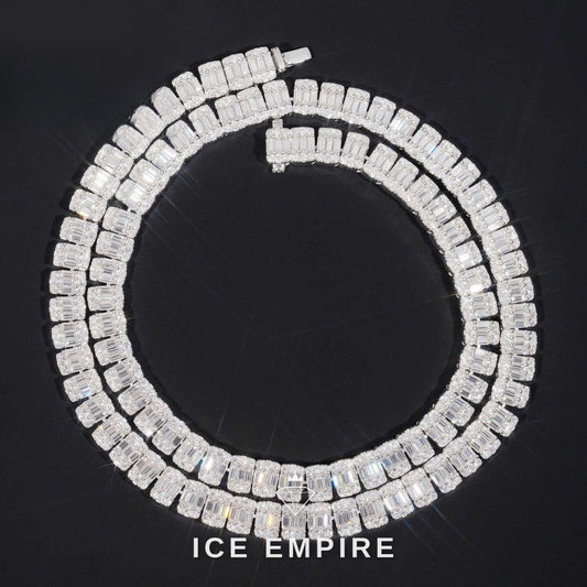 Iced Out Baguette Rose Gold Plated Moissanite Cuban Chain
