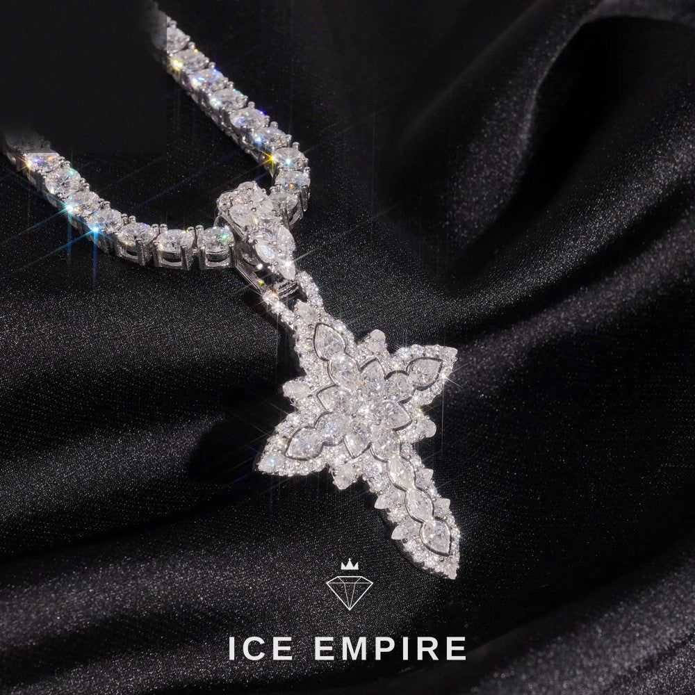 Iced Out Cross Gold Plated Moissanite Pendant