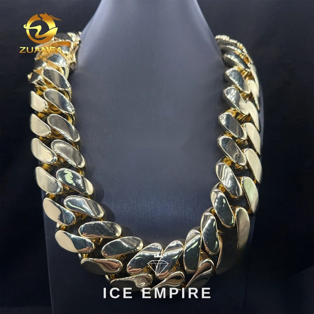 Iced Out 14K Gold Cuban Chain