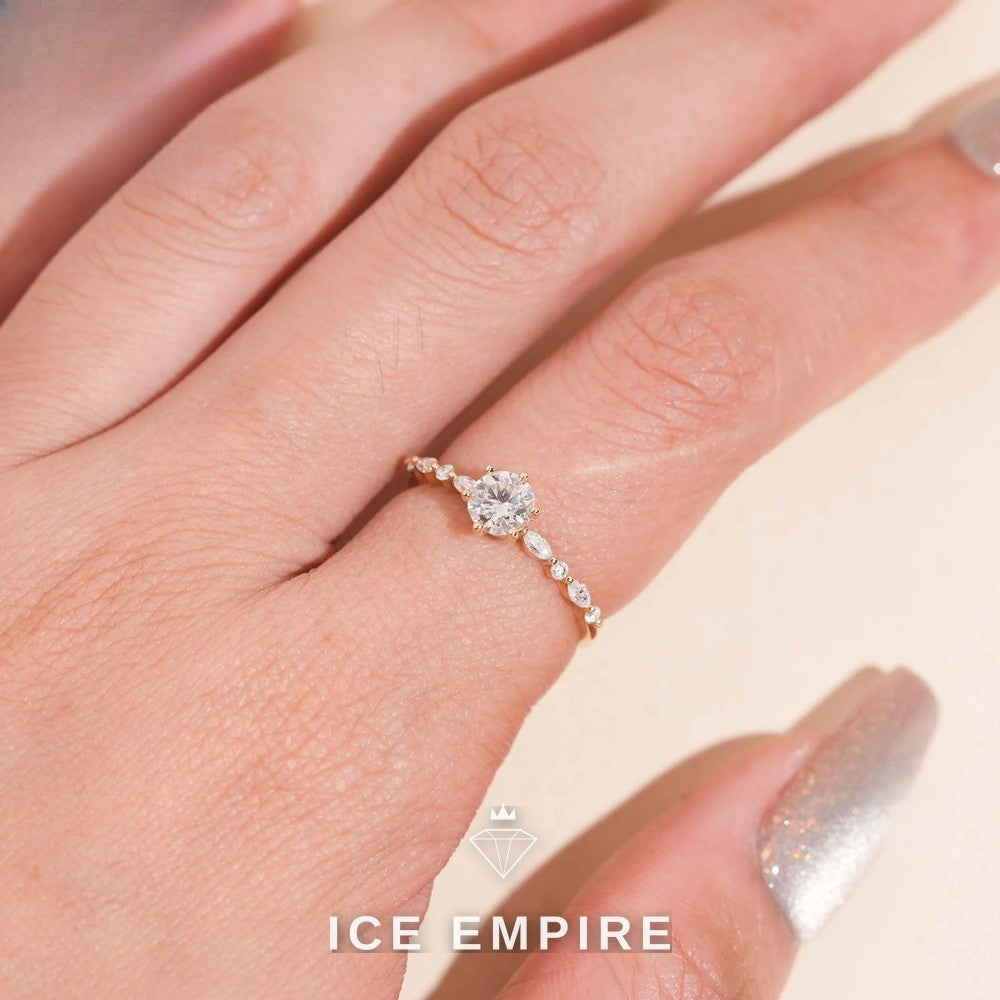Iced Out 14K Gold Moissanite Engagement Ring