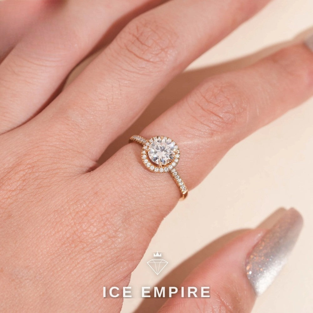 Iced Out 10K Gold Moissanite Engagement Ring