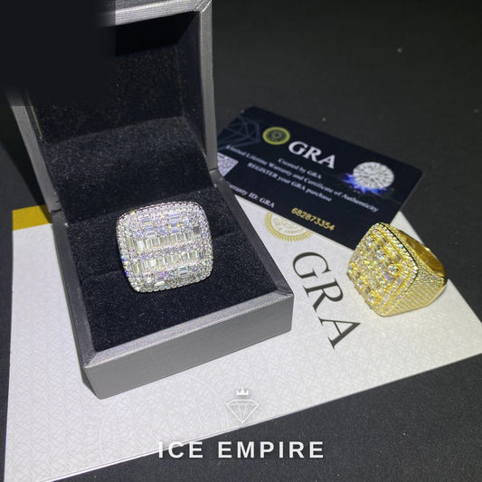 Iced Out Baguette 925 Silver Moissanite Ring