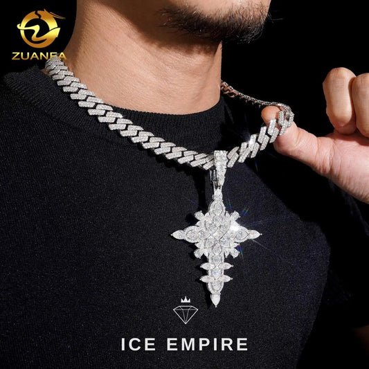 Iced Out Cluster Rose Gold Plated Moissanite Pendant
