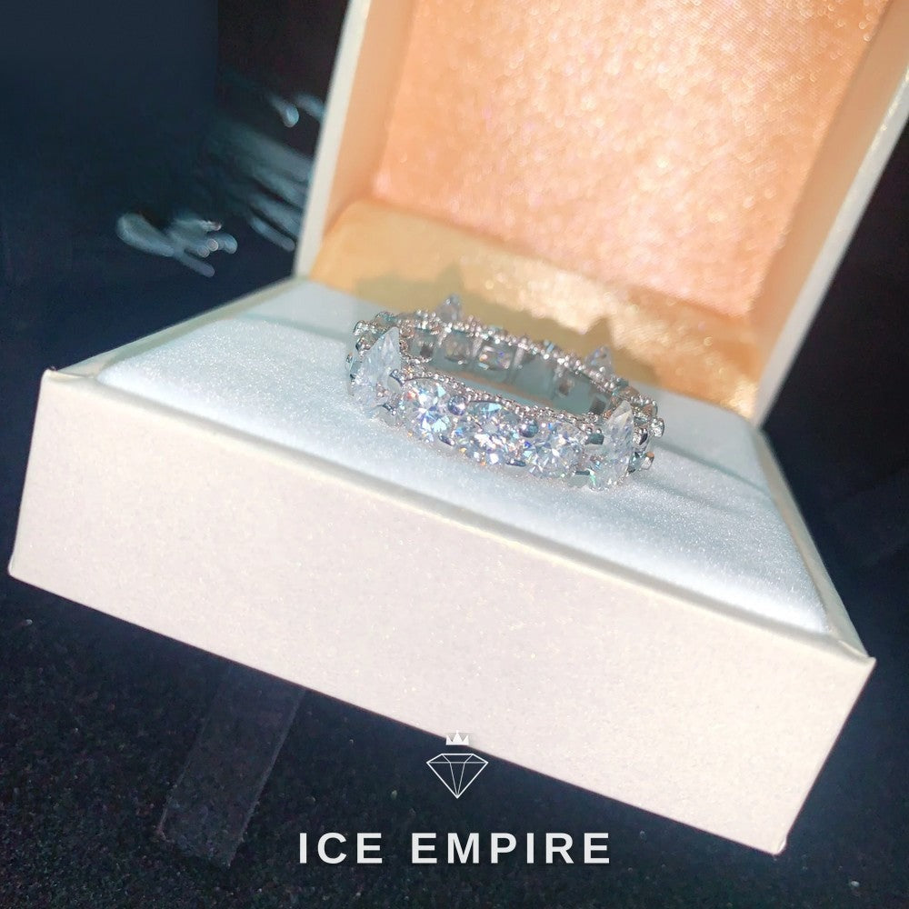 Iced Out 925 Silver Moissanite Engagement Ring