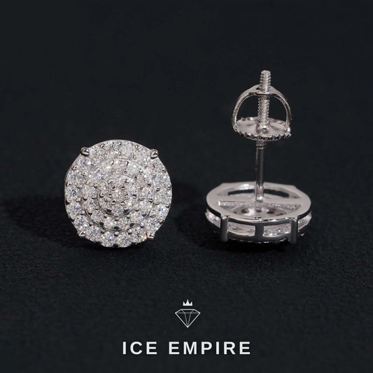 Iced Out 14K Gold Moissanite Stud Earrings