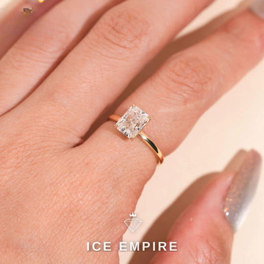 Iced Out 10K Gold Moissanite Engagement Ring