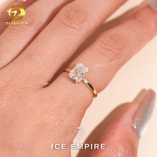 Iced Out 10K Gold Moissanite Engagement Ring