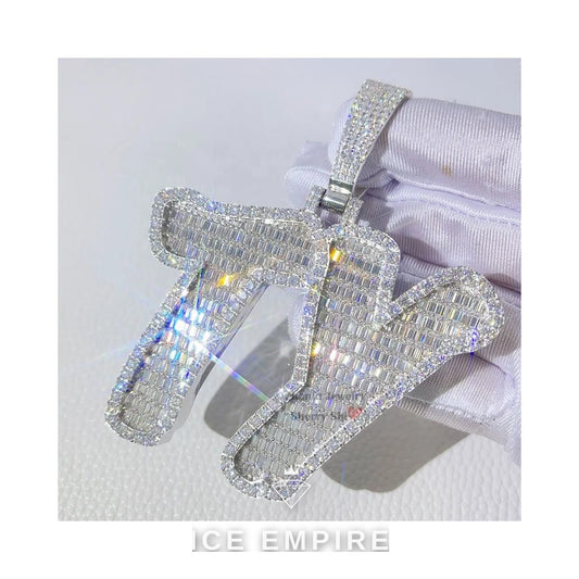 Iced Out Baguette 925 Silver Pendant
